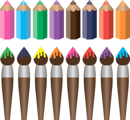 Brushes and pencilsのイラスト素材