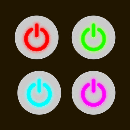 set of round metal buttons with the light-emitting diode center