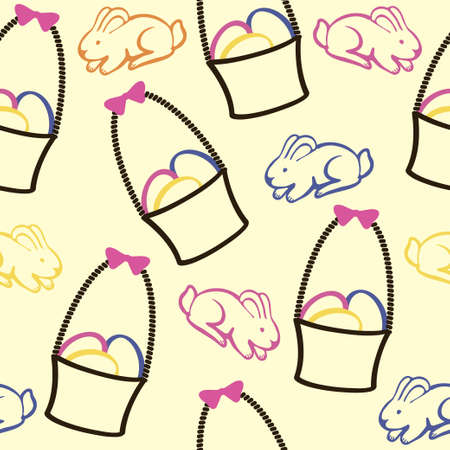 seamless texture with Easter bunnies and eggsのイラスト素材