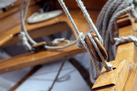 Rigs and rope on the boat.の写真素材