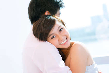 Young people embracing expressing their loveの写真素材
