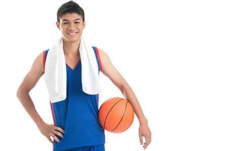 Copy-spaced portrait of a basketball player after a successful gameの写真素材