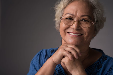 Studio portrait of a senior womanの写真素材
