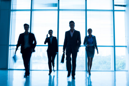 Image of a business team in a motion insideの写真素材