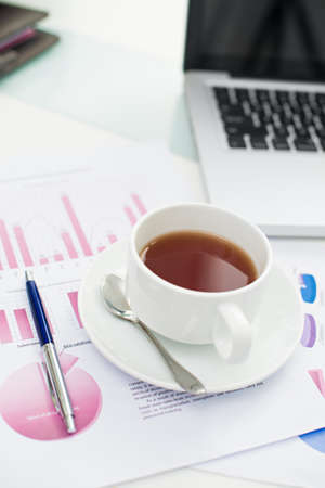 Having tea break during the work dayの写真素材