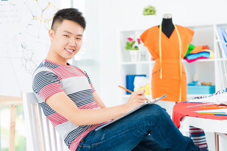 Portrait of a young male designer at work in the atelierの写真素材