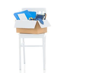 Chair with quit box isolatedの写真素材