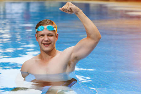 Winning swimmerの写真素材