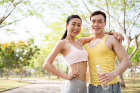 Sporty Asian coupleの写真素材