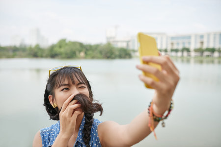 Pretty girl posing for selfie