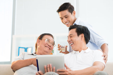 Angle view of a male family having fun at home on the weekend