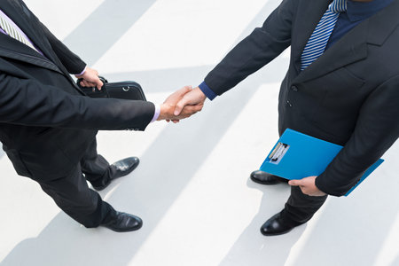 Two businessmen shaking their hands