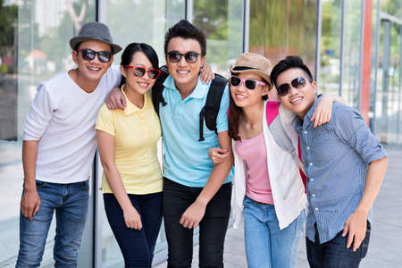 Group of Asian people wearing sunglassesの写真素材