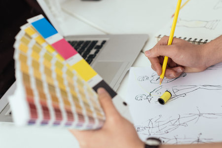 Fashion designer working with color samples