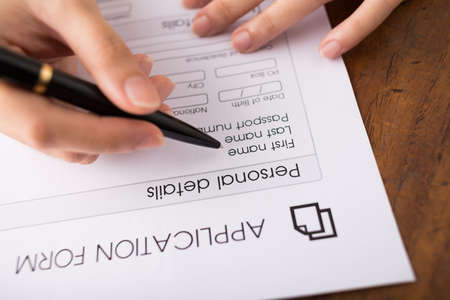 Human hand filling application formの写真素材