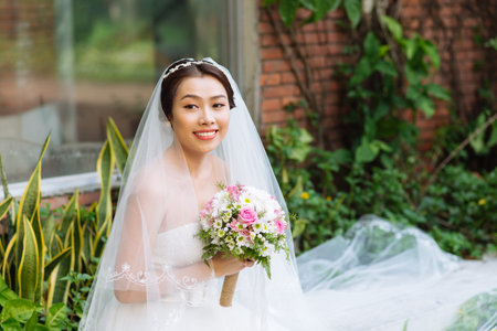 Portrait of beautiful Vietnamese brideの写真素材