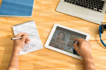 Man working on website designの写真素材