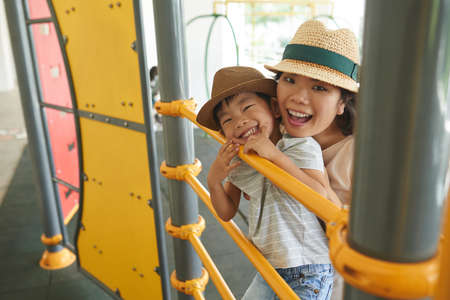 Cheerful mother and kidの写真素材