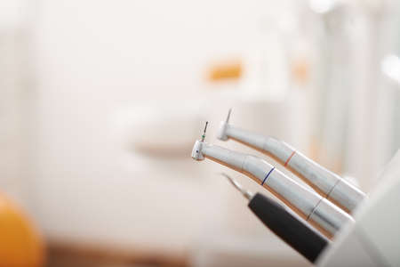 Close-up image of dental drill, selective focusの写真素材