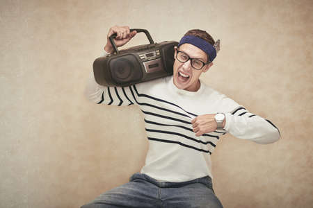 Enjoying musicの写真素材