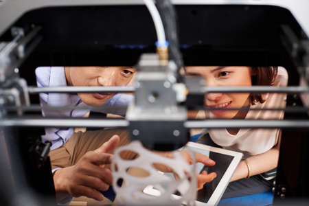 Working with 3D printerの写真素材