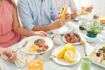 Eating togetherの写真素材
