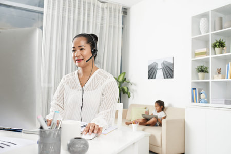 Single mom entrepreneur working from home