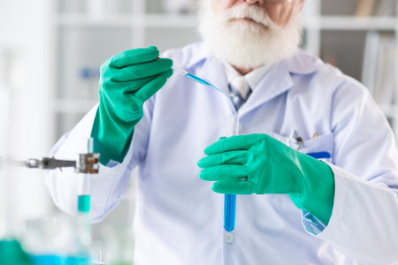 Close-up image of chemist carrying on scientific researchの写真素材