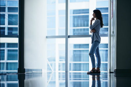Female business executive thinking over new ideas