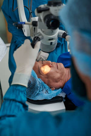 Doctor performing laser eye vision correction  operationの写真素材
