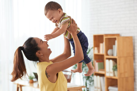 Playing with sonの写真素材