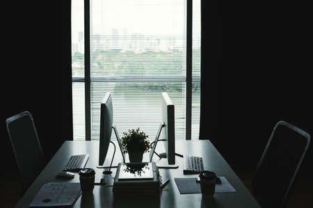 Empty office tableの写真素材