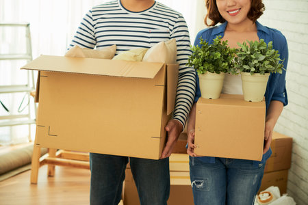 Loving Couple with Moving Boxes