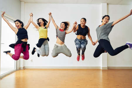Group Portrait of Joyful Hip-Hop Dancersの写真素材