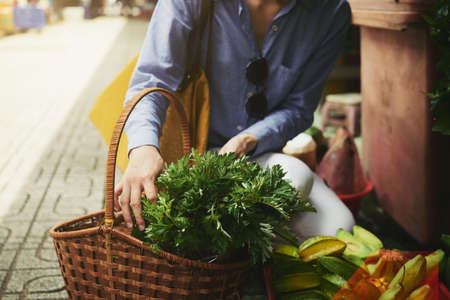 Shopping at marketの写真素材