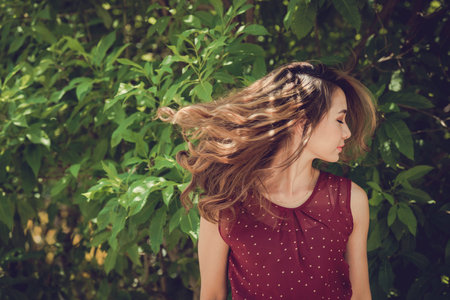 Girl with flattering hairの写真素材