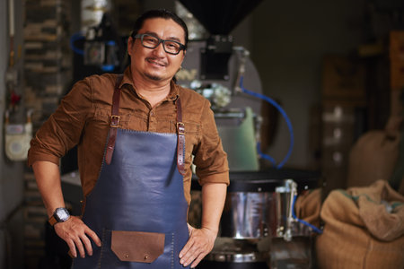 Cheerful roastery ownerの写真素材