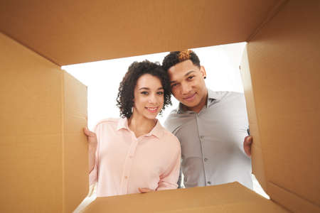 Unpacking coupleの写真素材