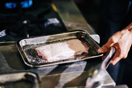 Baking chickenの写真素材