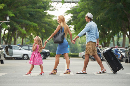 Family walking in the cityの写真素材