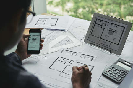 Working with blueprintsの写真素材