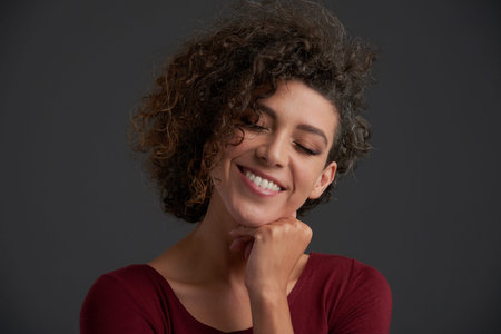 Cheerful woman feeling happy