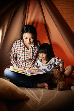 Family with colorful book