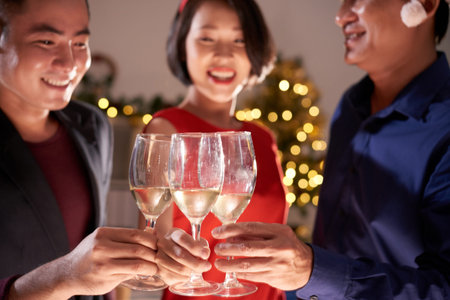 Happy business team celebrating successful year at the partyの写真素材