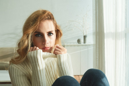 Sitting at home on cold winterday