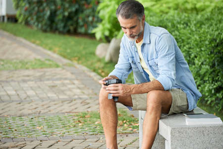 Man with cameraの写真素材