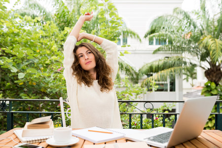 Stretching womanの写真素材