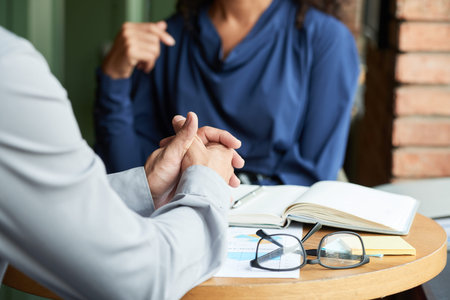 Business meeting in restaurantの写真素材