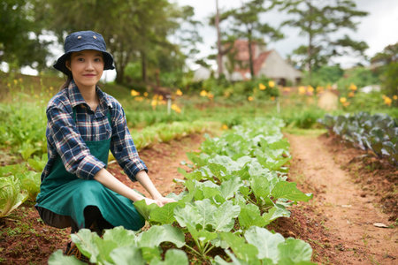 Working in garden