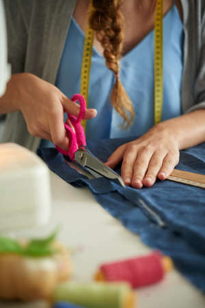 Cutting piece of fabricの写真素材